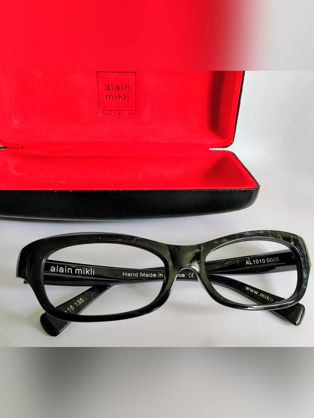 ALAIN MIKLI Black Marble Acetate frames 52/15/135 AL10100005 Handmade France